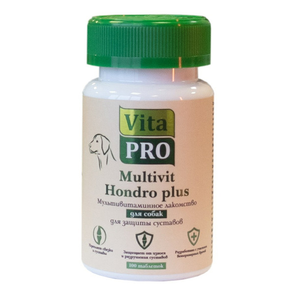 Витамины для собак VitaPRO Multivit Hondro plus для защиты суставов, 100 табл