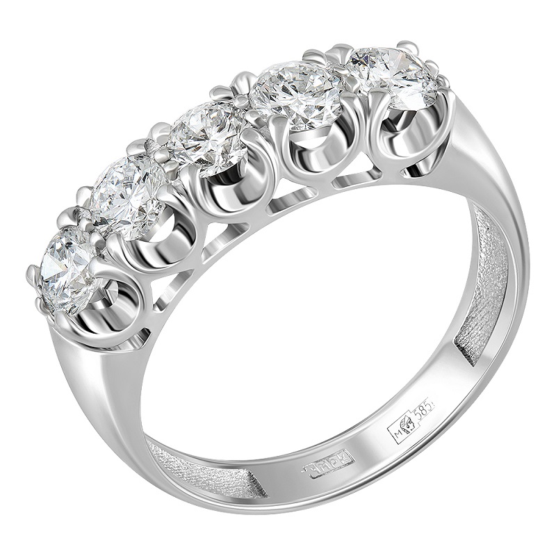 Кольцо из золота р. 17,5 IQ Diamonds 414-R5W-RD114FGVSSI-IG, бриллиант искусственный