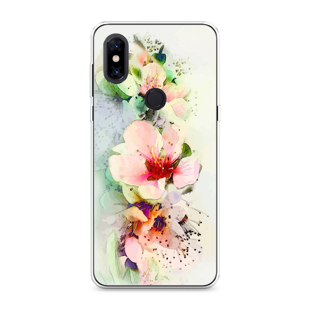 

Чехол на Xiaomi Mi Mix 3 "Нежные цветы", Зеленый;розовый, 34950-2