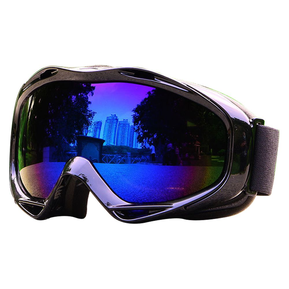 Лыжные очки Grand Price, с защитой запотевания и ультрафиолета, черная оправа синие линзы