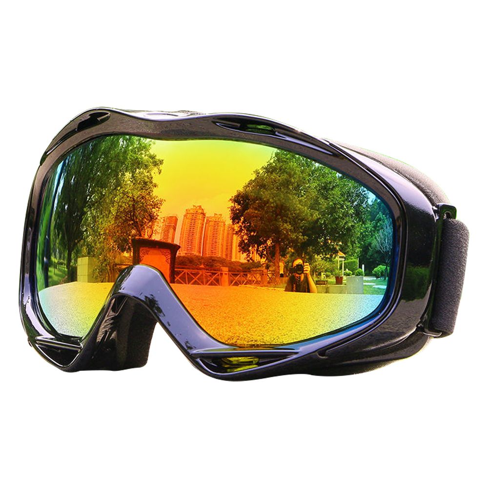 Лыжные очки Grand Price, защита от запотевания и ультрафиолета, черная оправа оранж.линзы