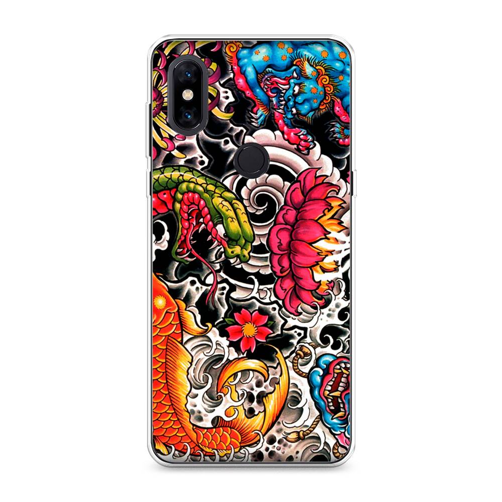 

Чехол на Xiaomi Mi Mix 3 "Японское искусство", Красный;оранжевый;голубой, 34950-4