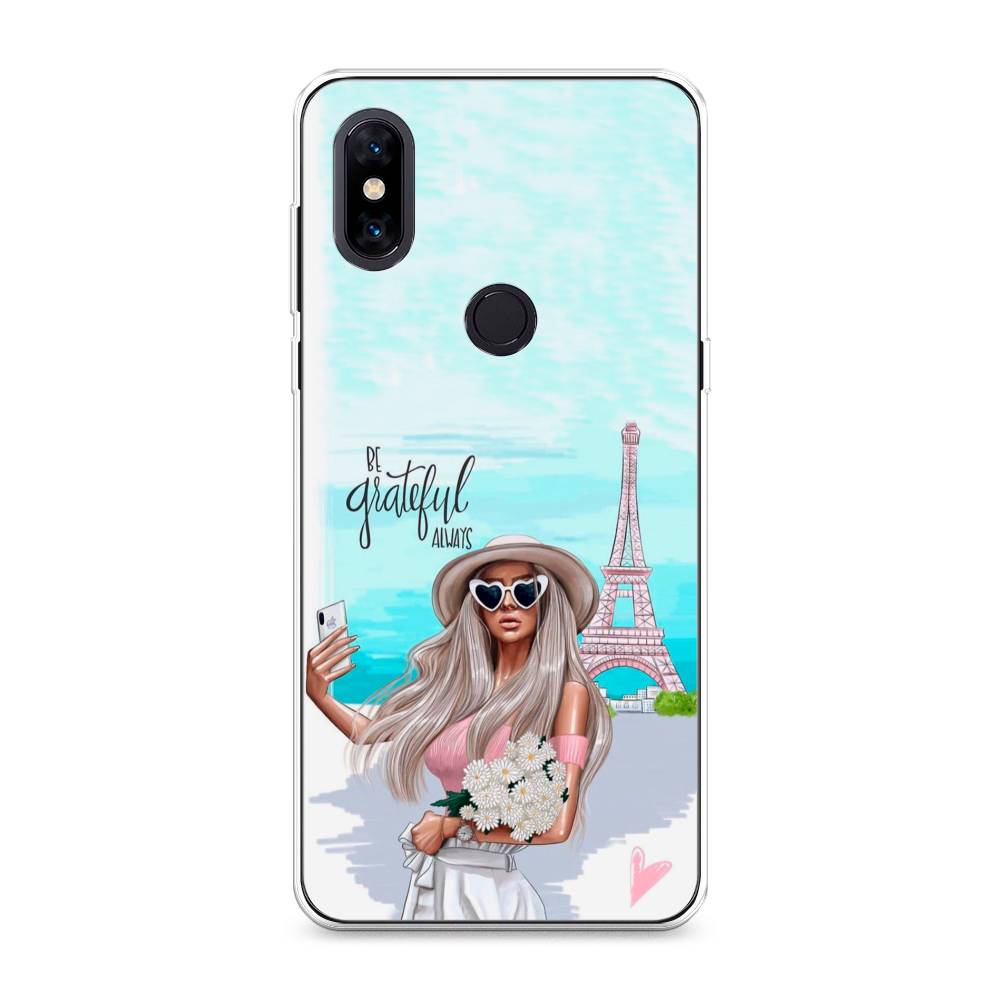 

Чехол на Xiaomi Mi Mix 3 "Селфи Париж", Голубой;бежевый, 34950-6