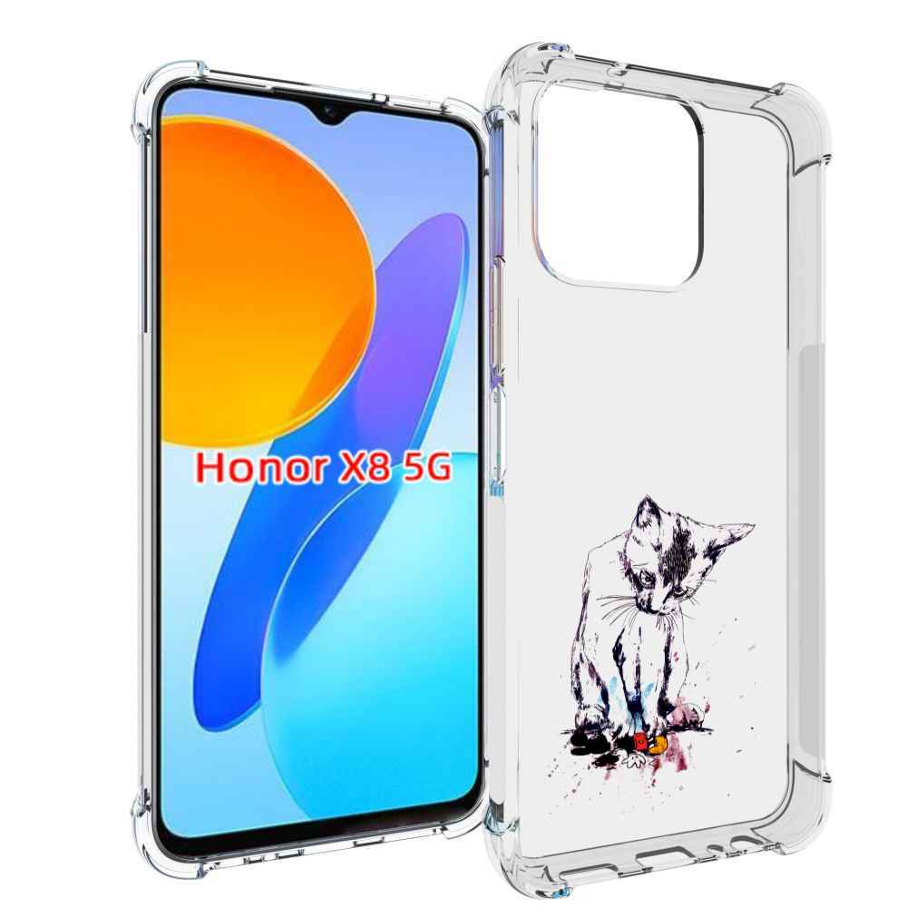 

Чехол MyPads кот и микки для Honor X8 5G, Прозрачный, Tocco