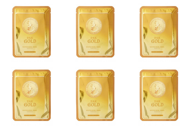 

Маска для лица Elizavecca улиточная 24k Gold Water Dual Snail mask pack, 25 гр, 6 шт