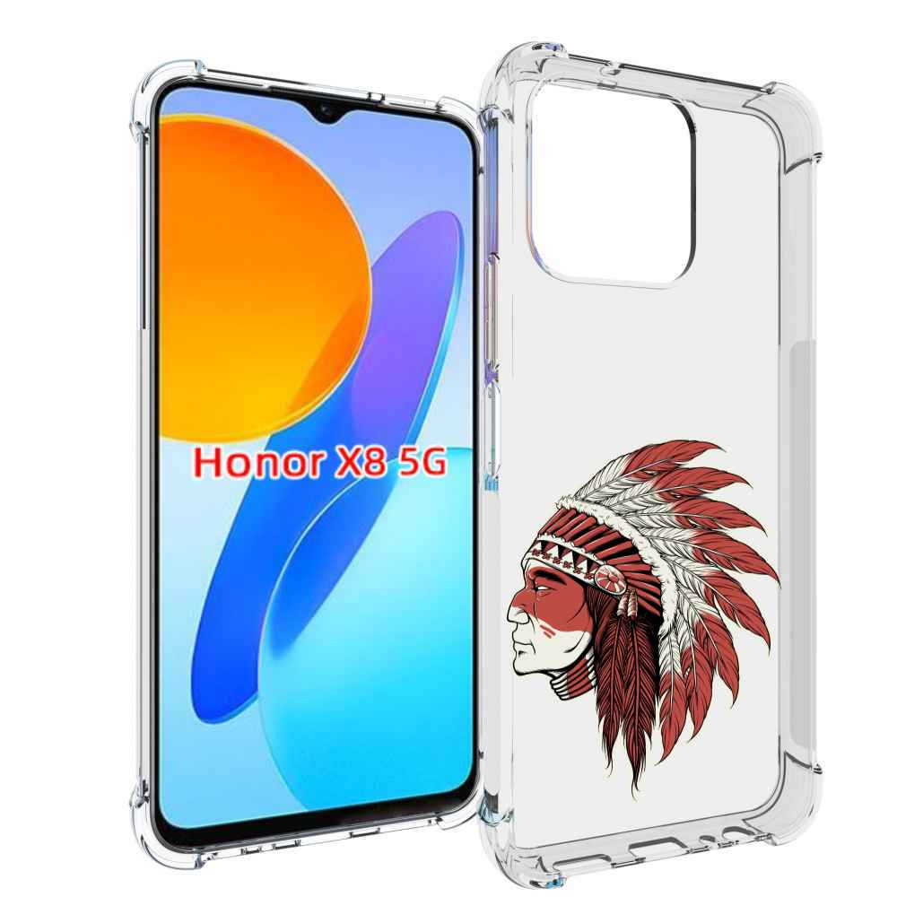 

Чехол MyPads красный индеец для Honor X8 5G, Прозрачный, Tocco