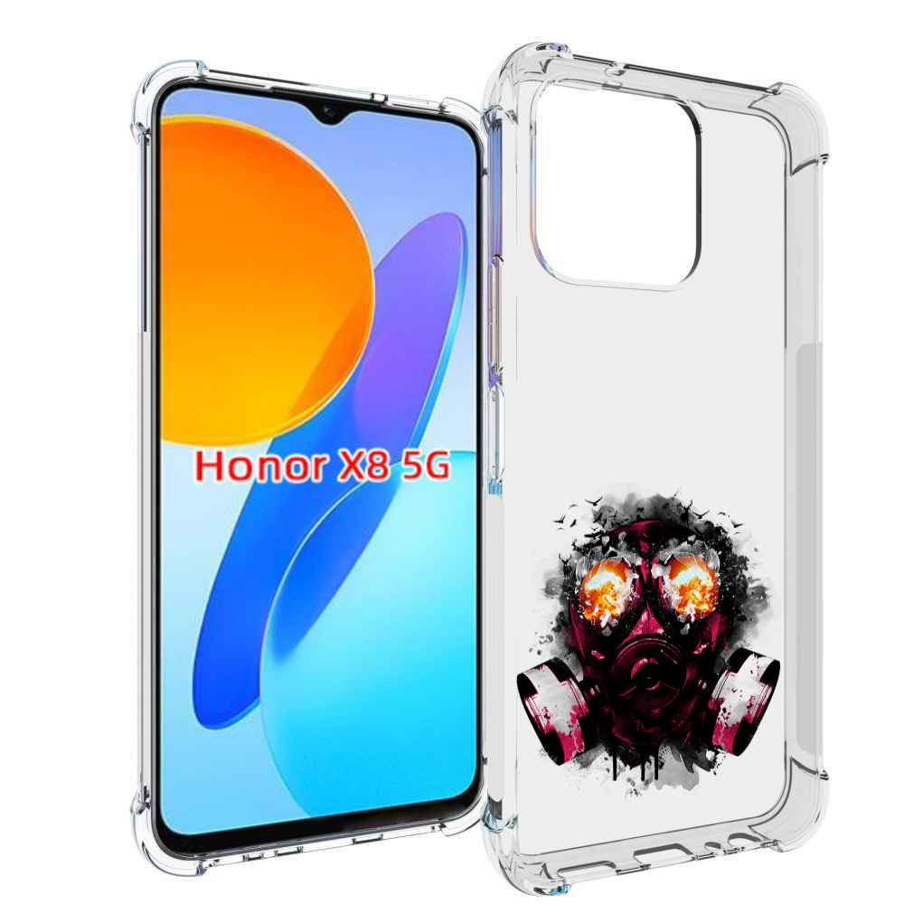 

Чехол MyPads красный противогаз для Honor X8 5G, Прозрачный, Tocco