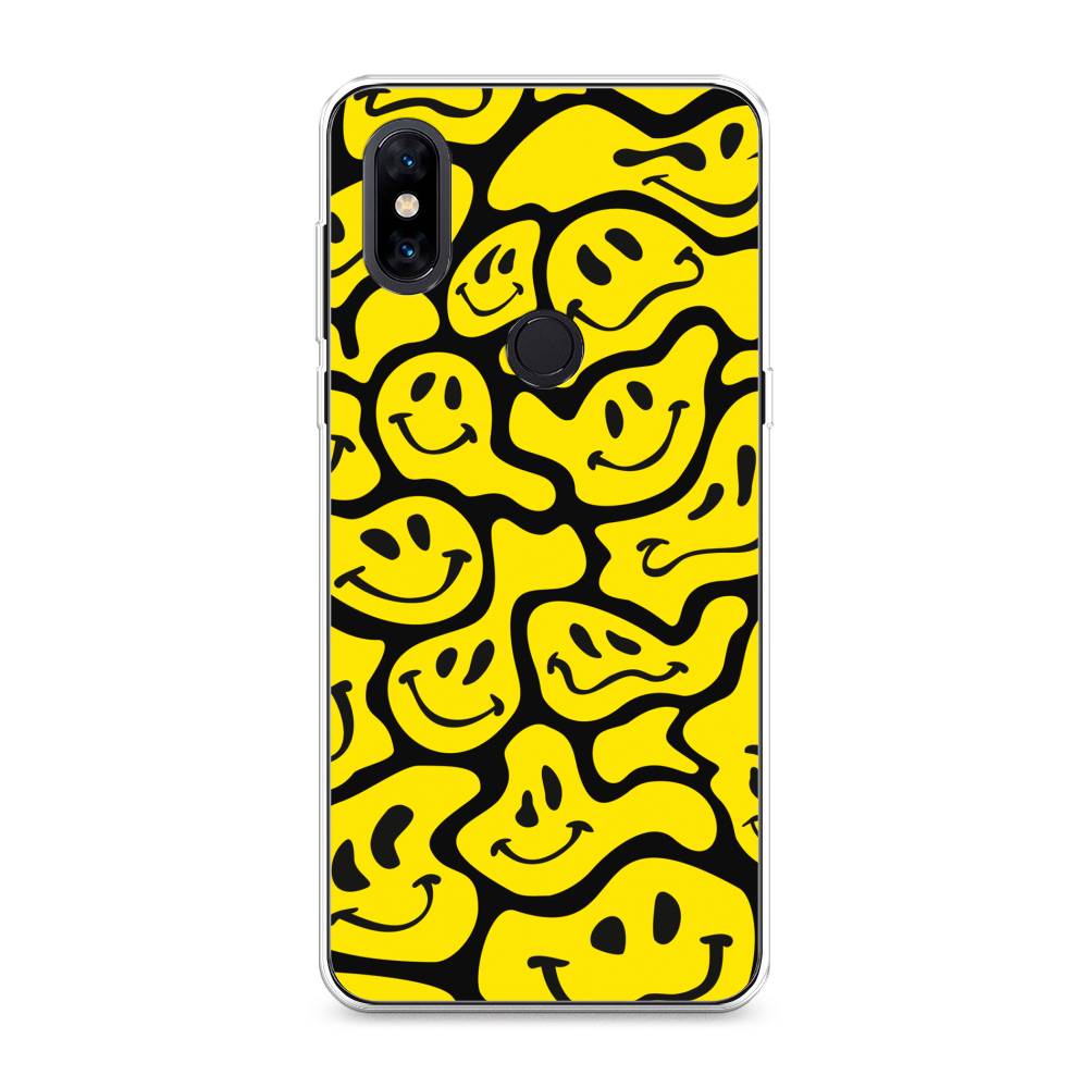 

Чехол на Xiaomi Mi Mix 3 "Расплывчатые смайлики желтые", Черный;желтый, 34950-6