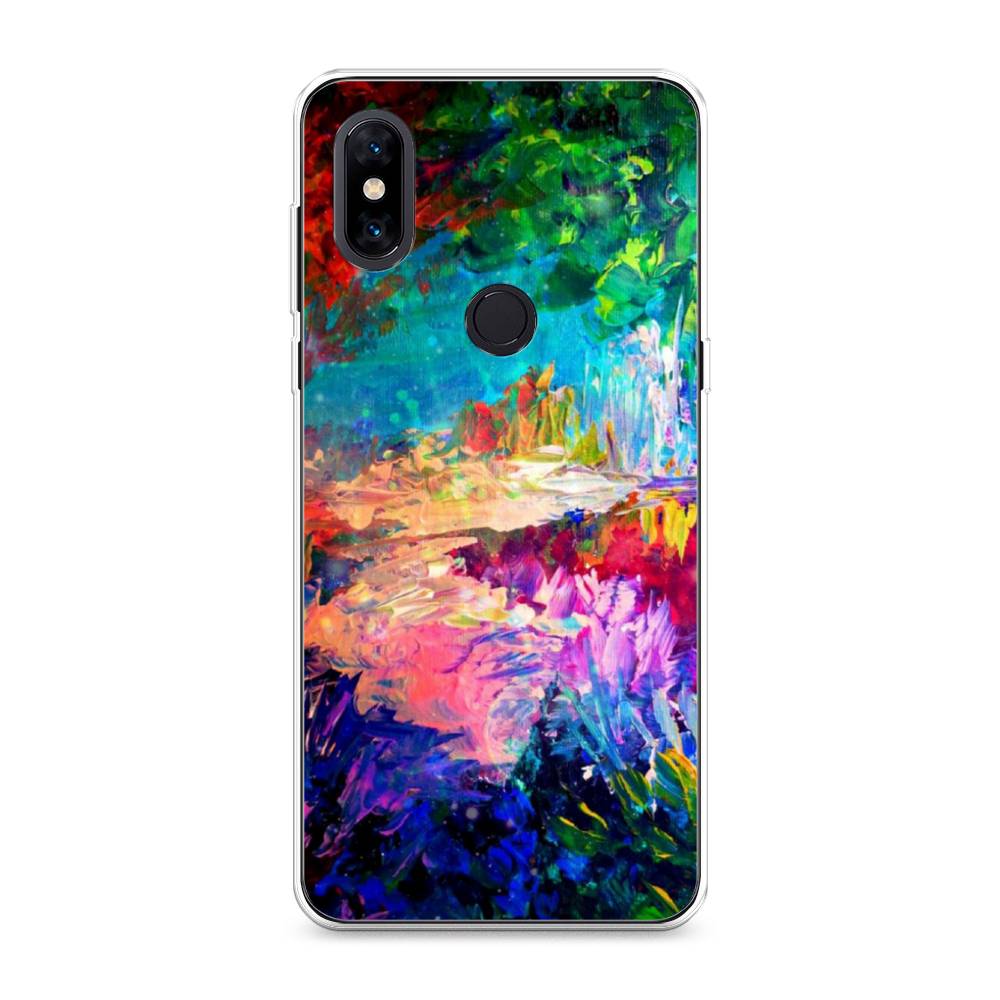 

Чехол на Xiaomi Mi Mix 3 "Лес-гуашь", Синий;розовый;зеленый, 34950-4
