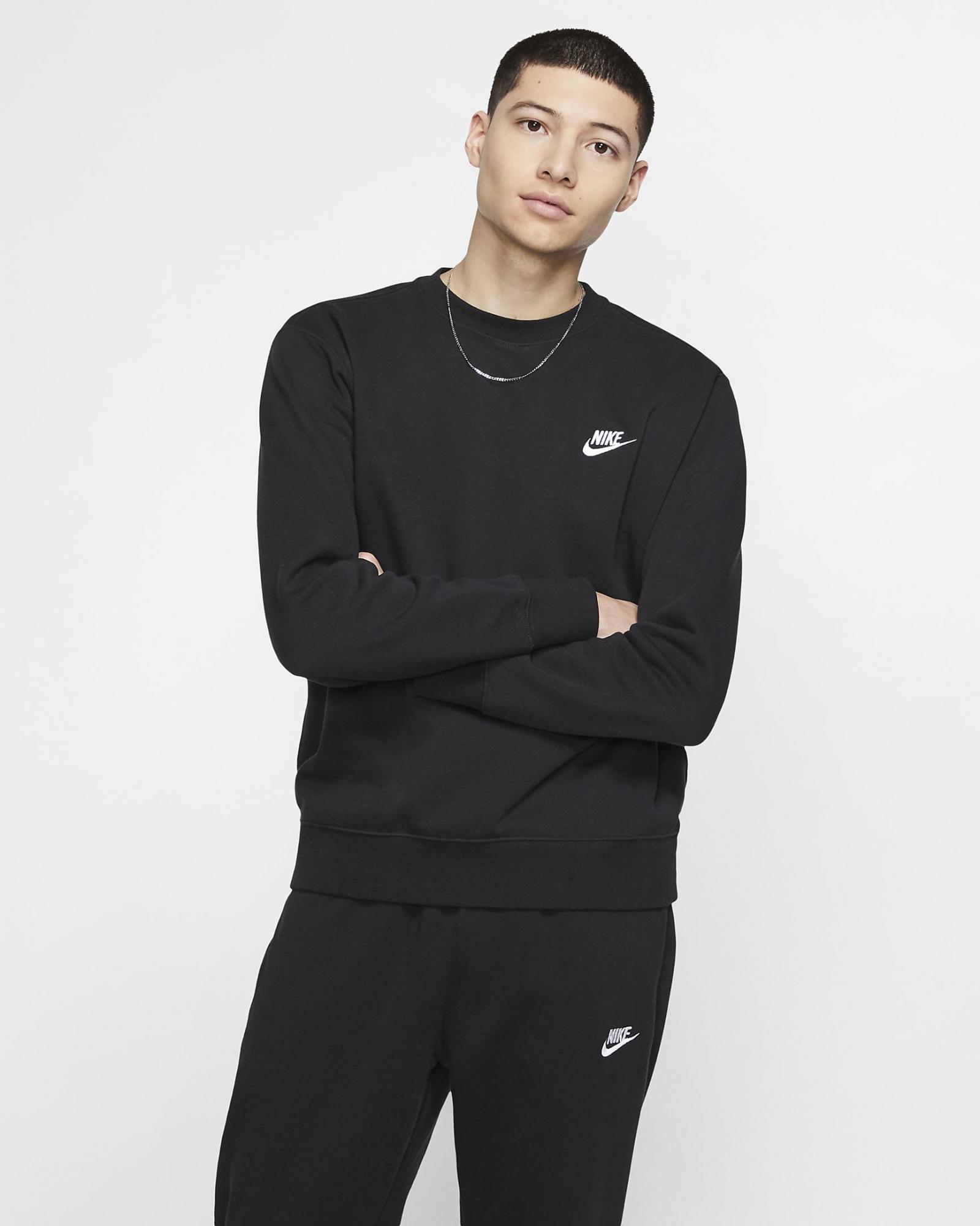 

Свитшот мужской Nike Sportswear Club Fleece Crew BV2662 черный XL, Sportswear Club Fleece Crew