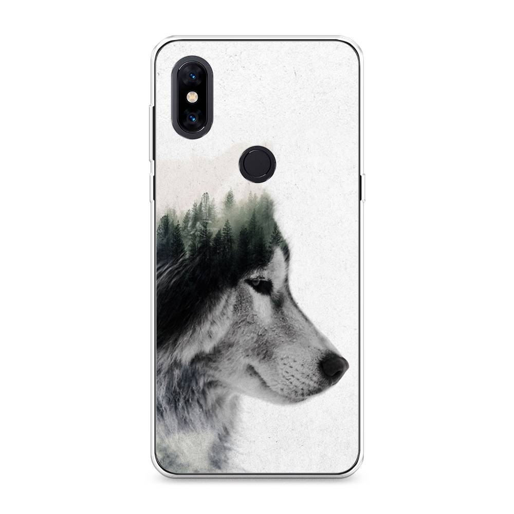

Чехол на Xiaomi Mi Mix 3 "Волк лес", Серый;белый, 34950-1