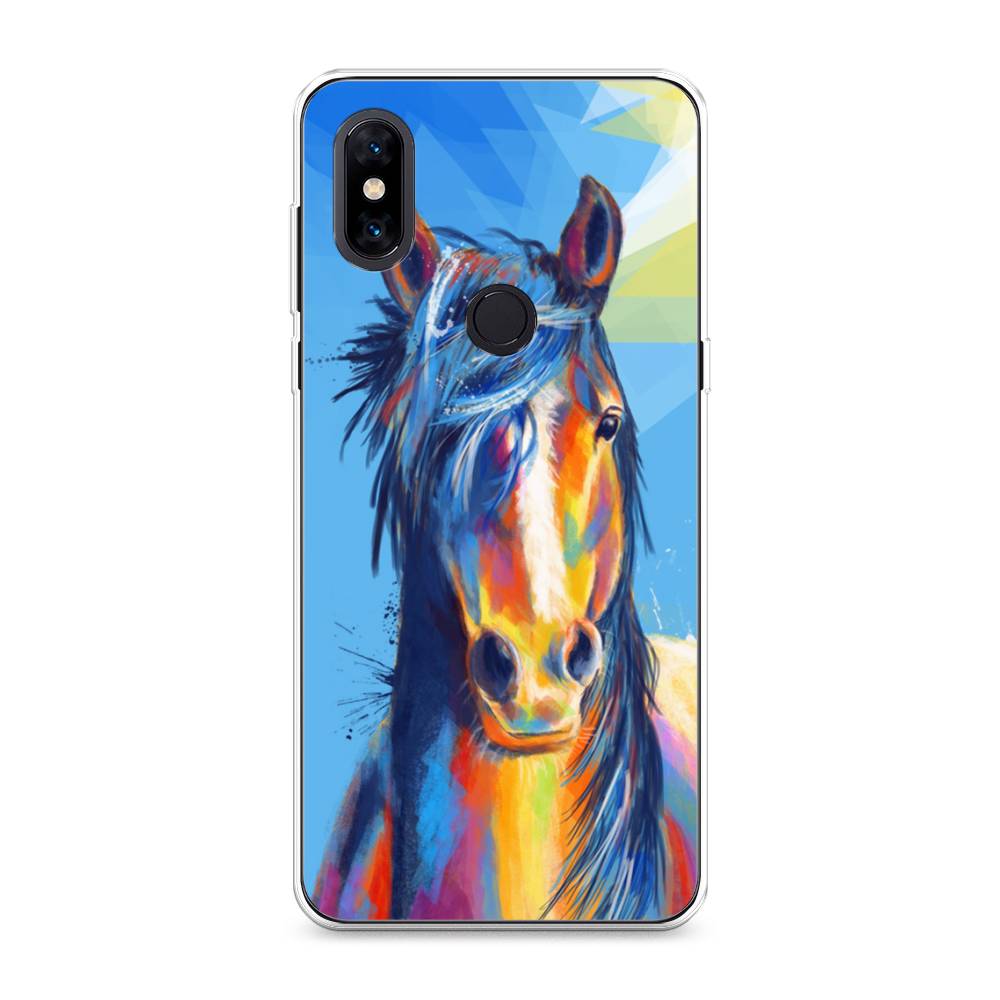 

Чехол на Xiaomi Mi Mix 3 "Лошадь арт 3", Голубой;желтый;синий, 34950-1