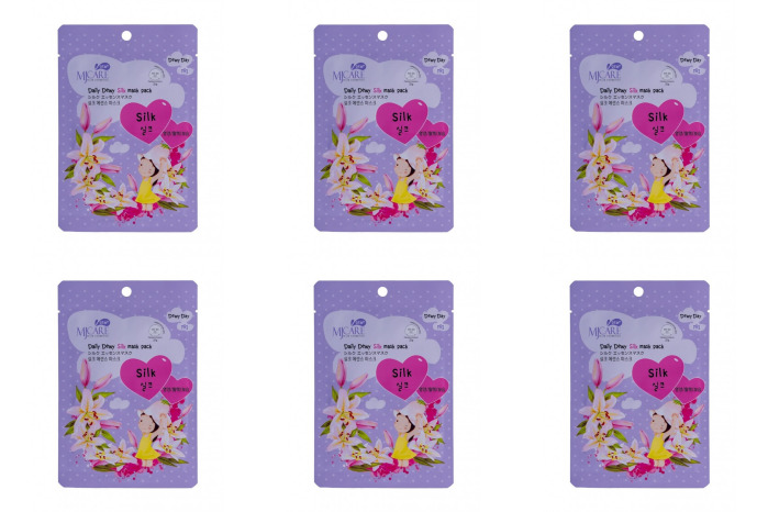 

Маска для лица Mijin с аминокислотами шелка Care Daily Dewy Silk mask pack 25гр в уп, 6 уп
