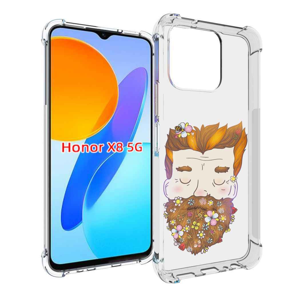 

Чехол MyPads мужчина с цветами в бороде для Honor X8 5G, Прозрачный, Tocco