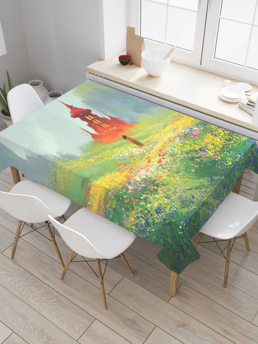 

Скатерть прямоугольная JoyArty "Дворец боли" из сатена, 180x145 см, Красный, Дворец боли