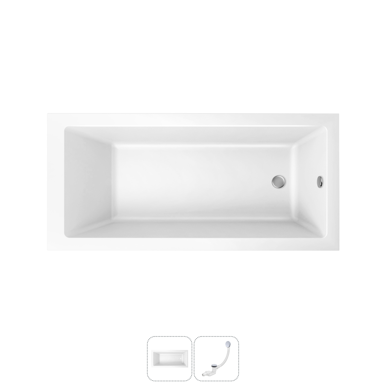 

Акриловая ванна 170x80 см Lavinia Boho Element 202010739 в наборе 2 в 1, Белый, bath_LB_sifon.Element.2v1