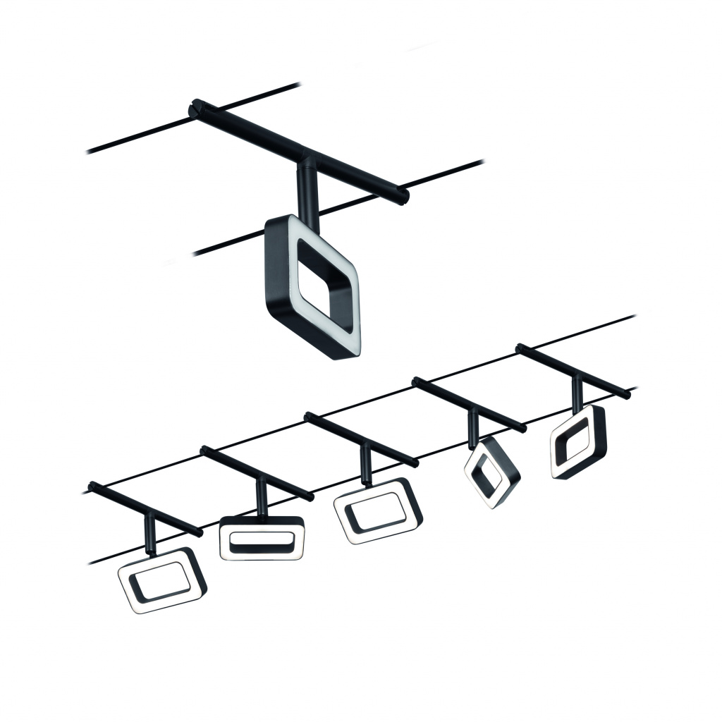 фото Светильник струнный paulmann frame 5x4.8вт 280лм 3000к led 230/12в черный матовый/хром наб paulmann licht gmbh