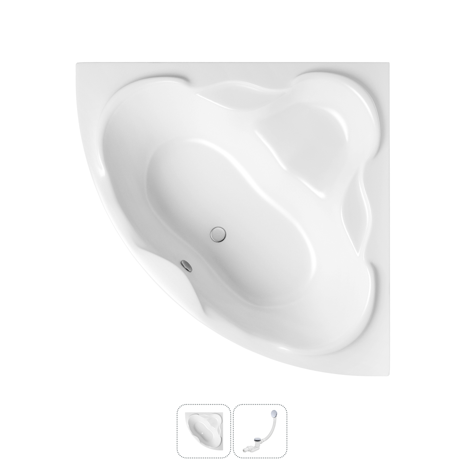 

Угловая ванна акриловая 140x140 Lavinia Boho Elegant 202010765 в наборе 2 в 1, Белый, bath_LB_sifon.Elegant.2v1
