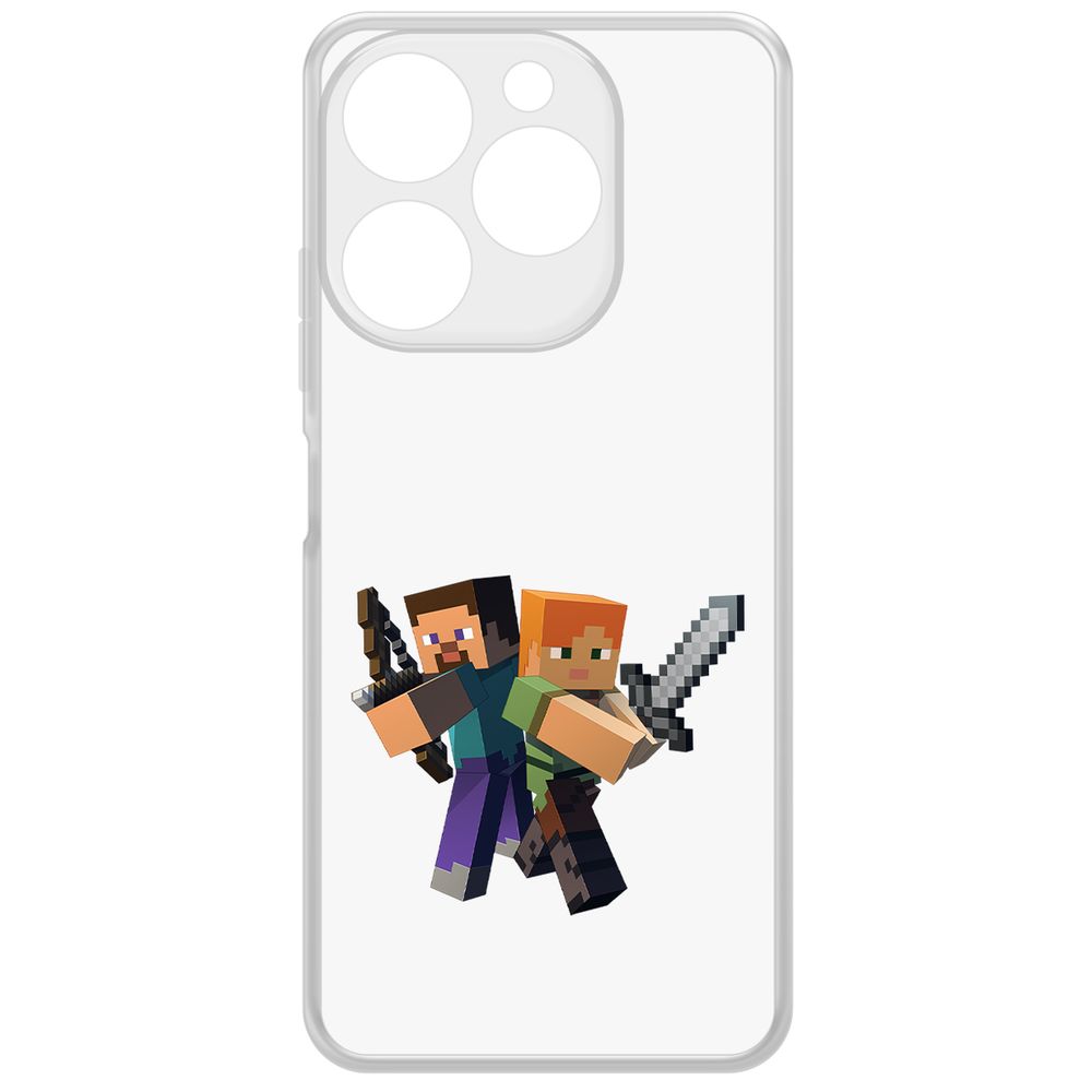 

Чехол-накладка Krutoff Clear Case Minecraft-Стив и Алекс для ITEL A70, Прозрачный