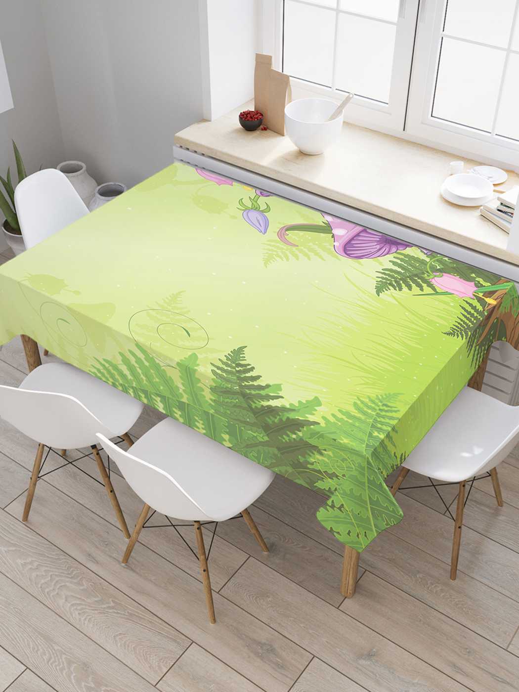 

Скатерть прямоугольная JoyArty "Грибочный лес" из оксфорда, 120x145 см, Зеленый, Грибочный лес
