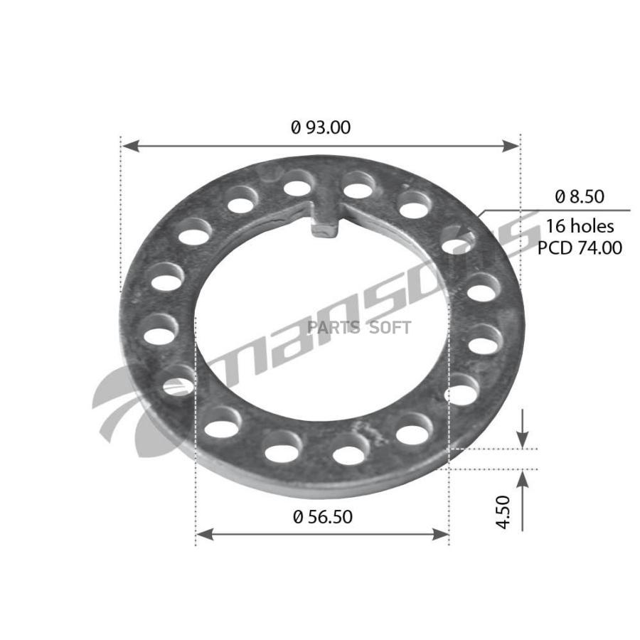 

600.163 кольцо ступицы металл стопорное D56,5xD93x8.5mm 16отв.\SAF 1шт