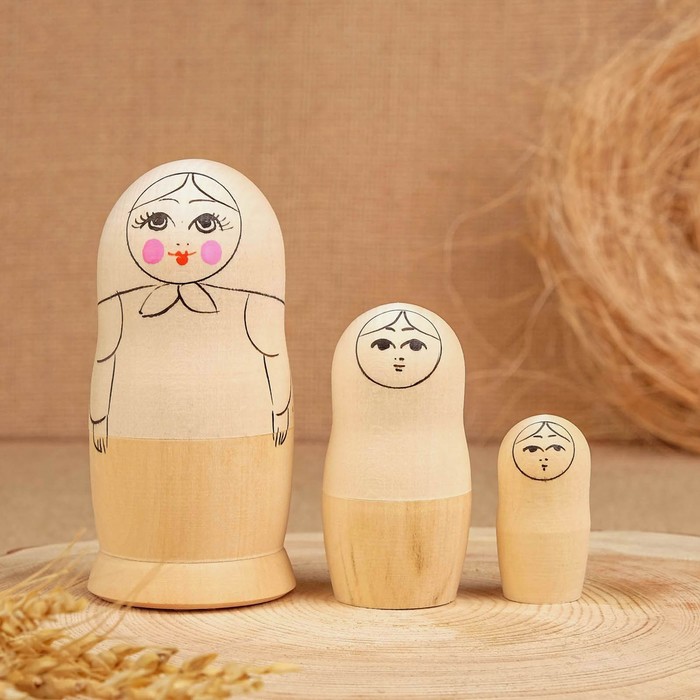 

Заготовка для творчества «Матрёшка», с контуром, 3 кукольная, Бежевый, Заготовки для творчества