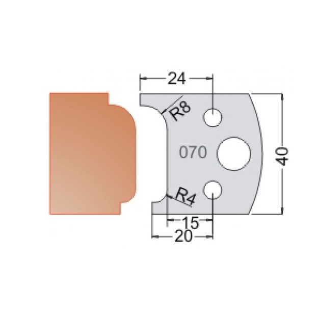 Нож Dimar (Димар) 3307040 МУЛЬТИСИСТЕМА HSS столешница два радиуса R4 40x20x4