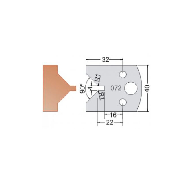 Нож Dimar (Димар) 3308340 МУЛЬТИСИСТЕМА HSS вагонка контрпрофиль 45гр. 40x20x4