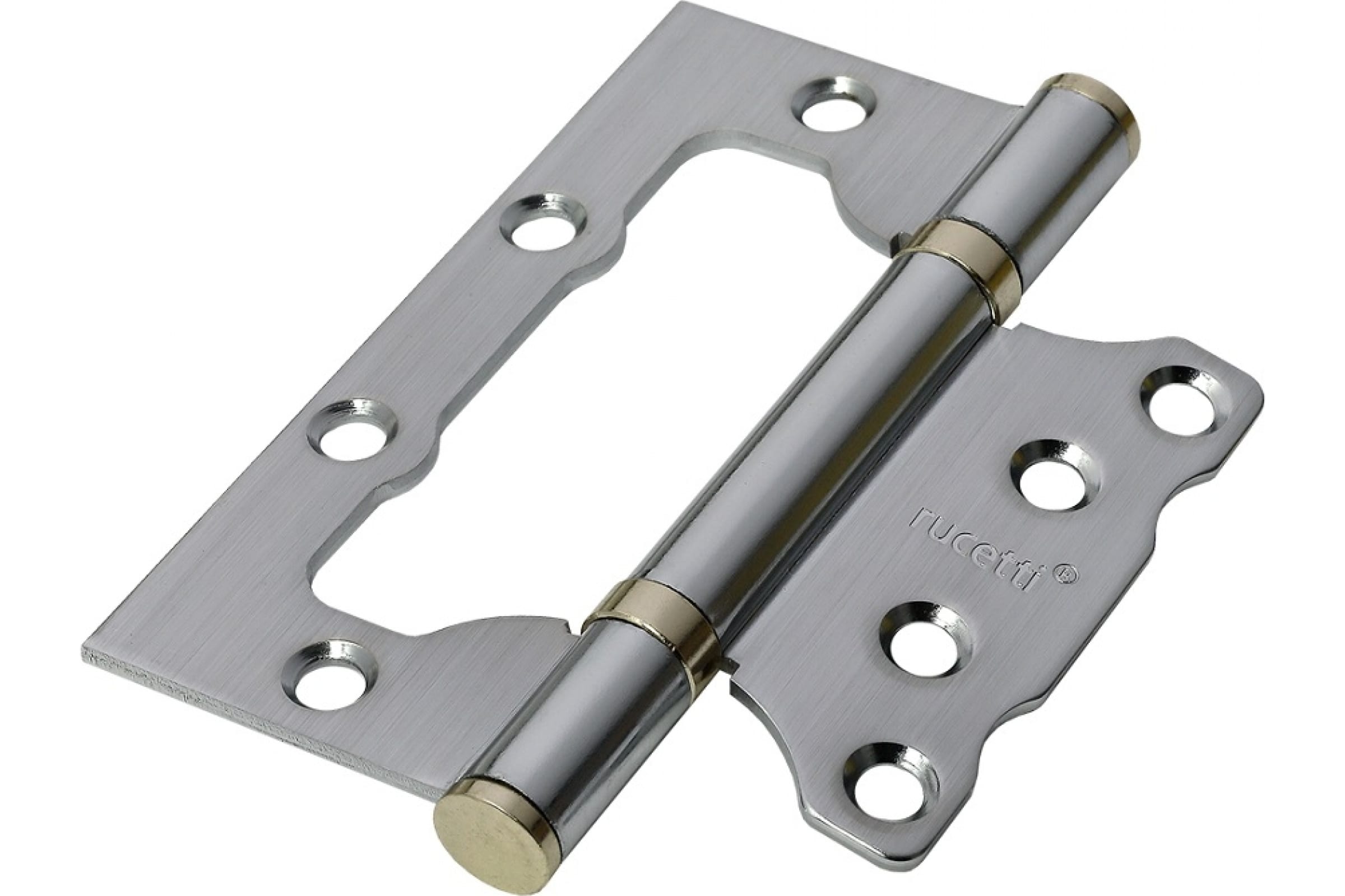 Петля дверная Rucetti RFH-100x75x2,5 стальная, без врезки, матовый хром, 1 шт.