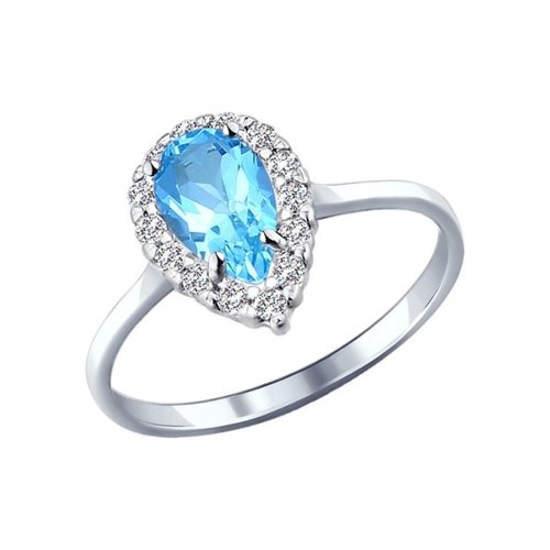 фото Кольцо из серебра с топазом/фианитом р 19 sokolov 92011000