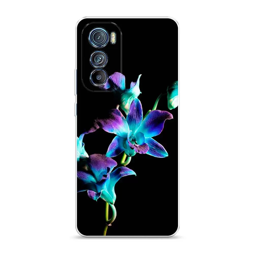 

Чехол Awog на Motorola Edge 30 "Синий цветок на черном", Разноцветный, 243250-8