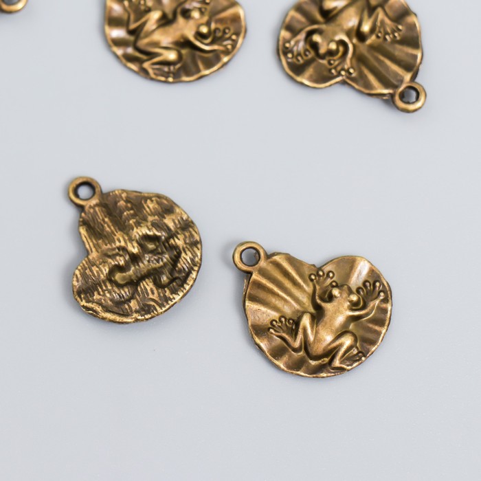 

Декор для творчества металл "Лягушка на листе" бронза набор 12 шт 1,7х2,1 см, Коричневый