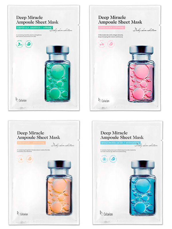 

Тканевые маски для лица набор 4 шт CELARION Deep Miracle Ampoule Sheet BBGCEL-4, Deep Miracle