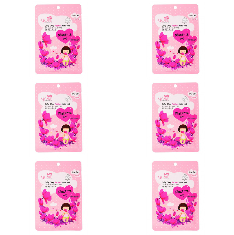 

Маска для лица Mijin с плацентой Care Daily Dewy Placenta mask pack 25гр в уп, 6 уп