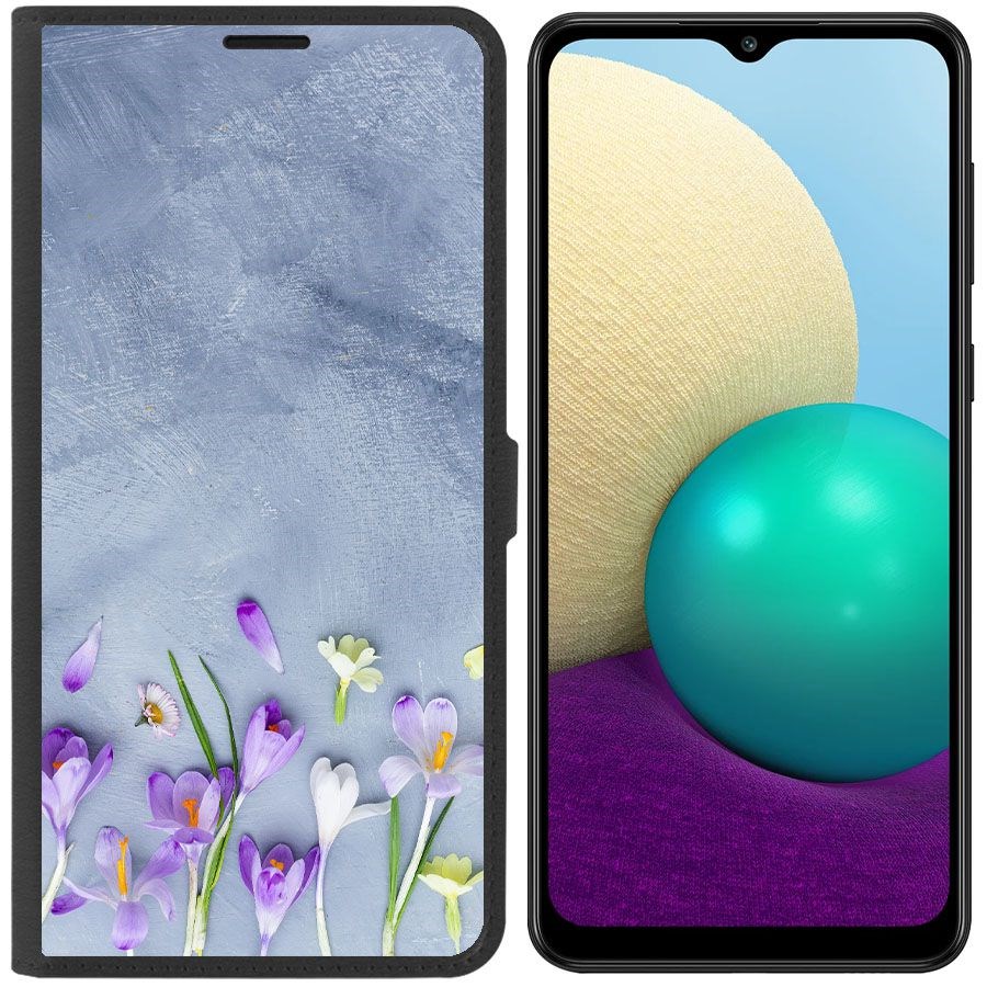

Чехол-книжка для Samsung Galaxy A02 (A022) Цветочное настроение, Черный