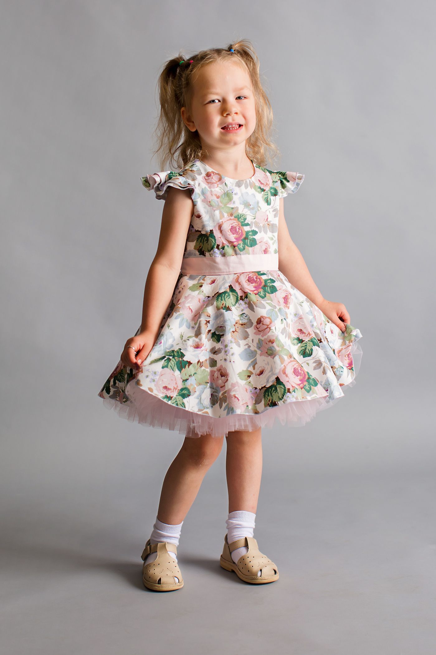 Платье детское Small Giraffe SG01006, бело-розовый, 110 лоскут сатина розовый 100 × 150см 100% п э