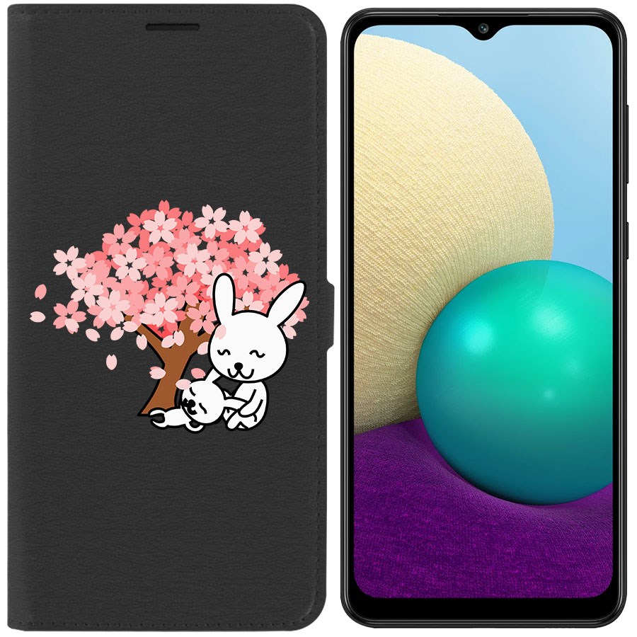 

Чехол-книжка / Eco Book для Samsung Galaxy A02 (A022) Кролики (черный)