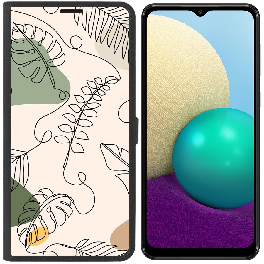 

Чехол-книжка / Eco Book для Samsung Galaxy A02 (A022) Линия весны (черный)