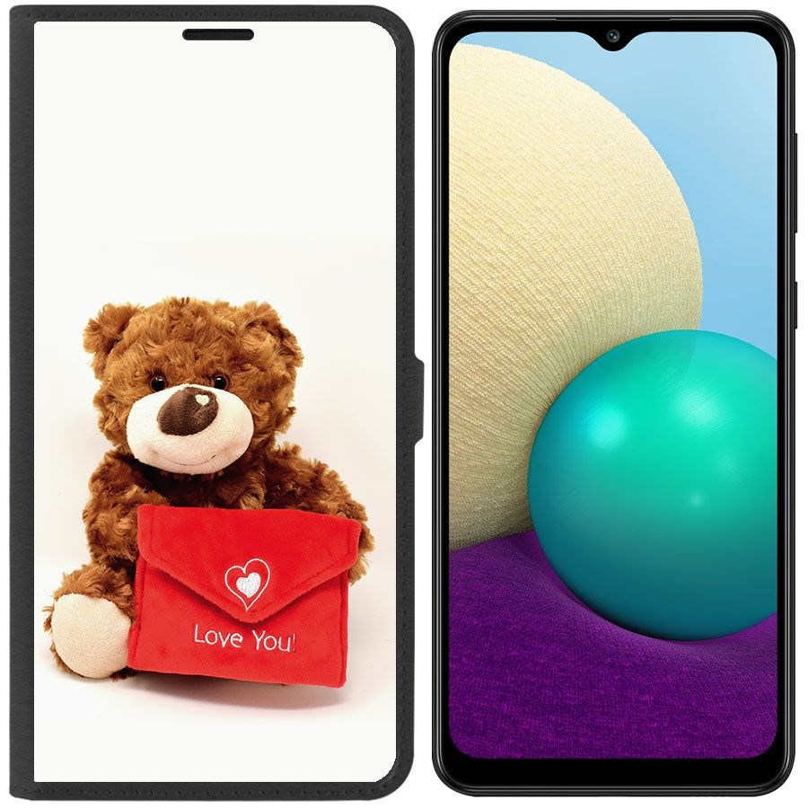 

Чехол-книжка Эко для Samsung Galaxy A02 (A022) Медвежонок тебя любит, Черный, 227538
