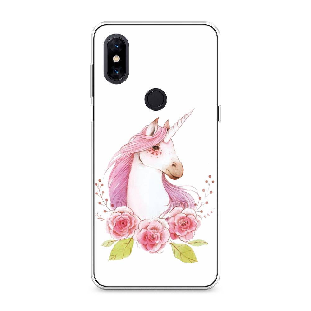 

Чехол на Xiaomi Mi Mix 3 "Единорог цветы", Белый;розовый;серый, 34950-1