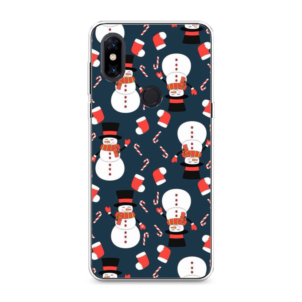 

Чехол на Xiaomi Mi Mix 3 "Синие снеговики", Синий;белый;красный, 34950-5
