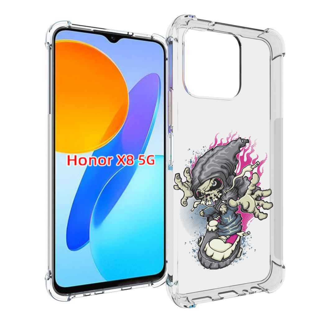 

Чехол MyPads нарисованный скелет на скейт борде для Honor X8 5G, Прозрачный, Tocco