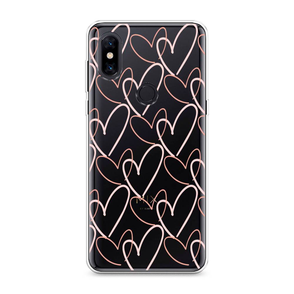 

Чехол на Xiaomi Mi Mix 3 "Узор из сердечек", Розовый;бежевый, 34950-6