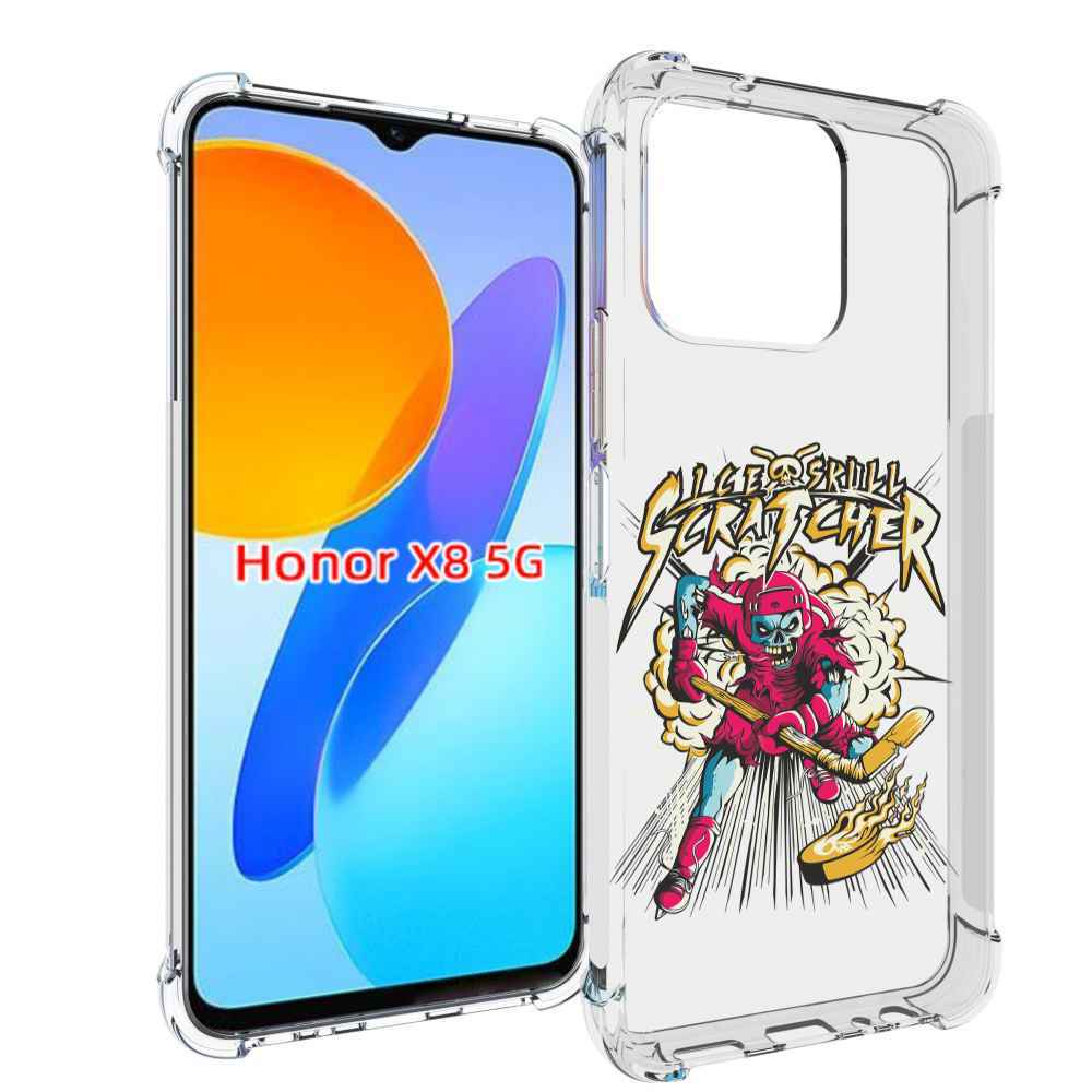 

Чехол MyPads нарисованный скелет хоккеист для Honor X8 5G, Прозрачный, Tocco