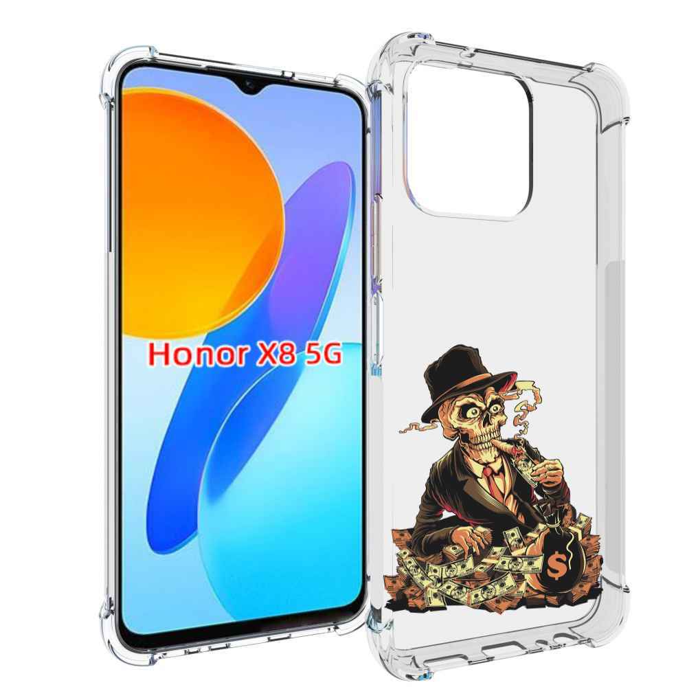 

Чехол MyPads нарисованный череп с сигаретой для Honor X8 5G, Прозрачный, Tocco
