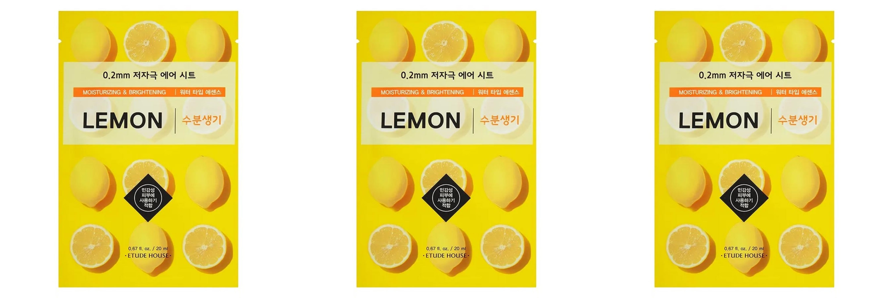 

Маска Etude House тканевая для лица THERAPY AIR MASK LEMON, 20 мл, 3 шт