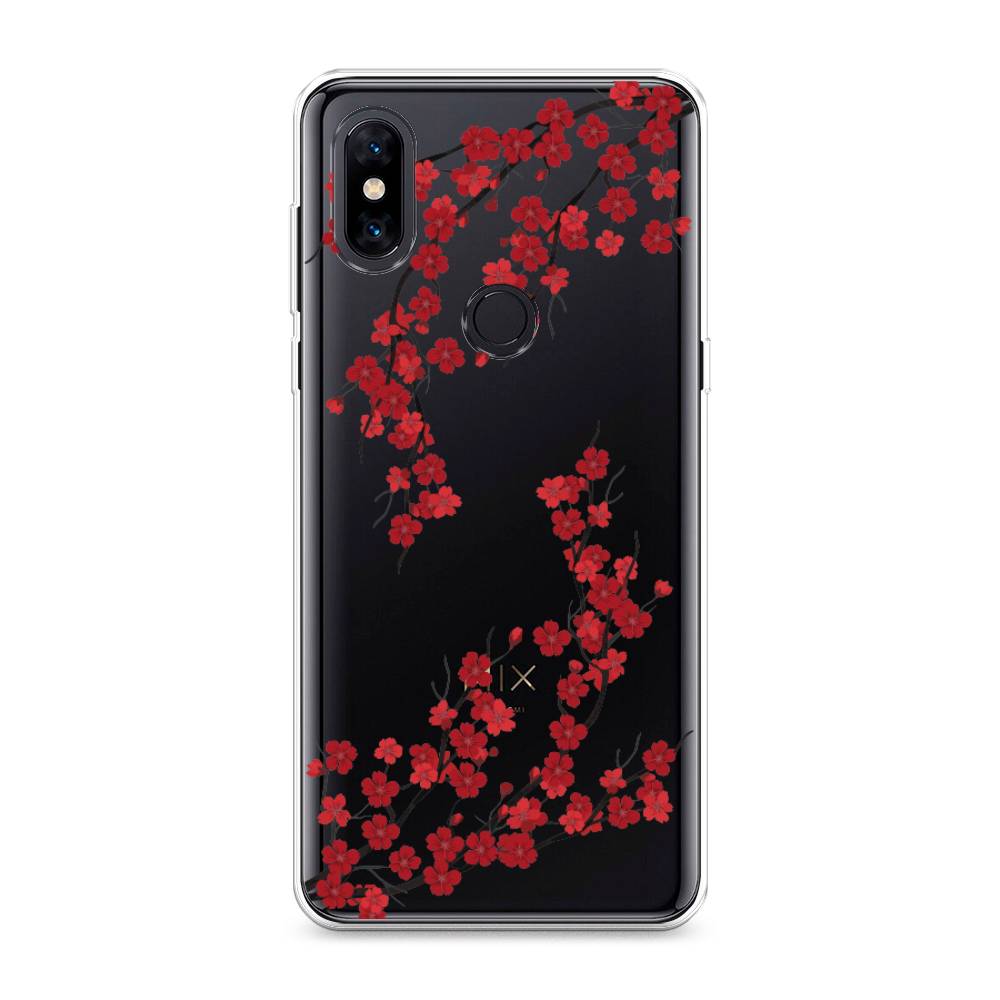 

Чехол на Xiaomi Mi Mix 3 "Красная сакура", Красный;черный, 34950-2