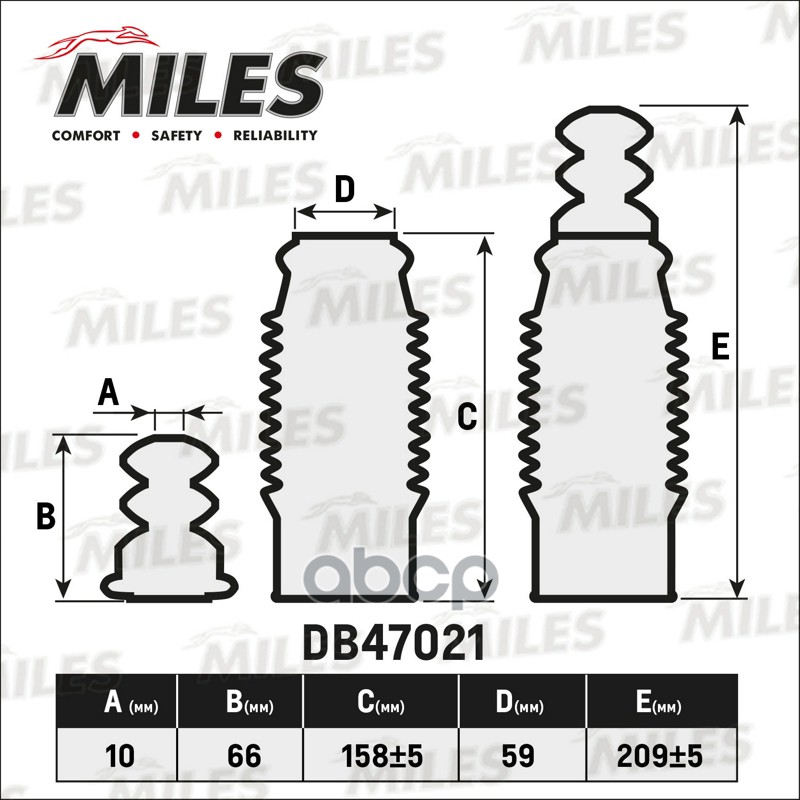 

Пыльник+Отбойник D10/H66x212 (К-Т На 1 Амортизатор) Универсальный Miles арт. DB47021