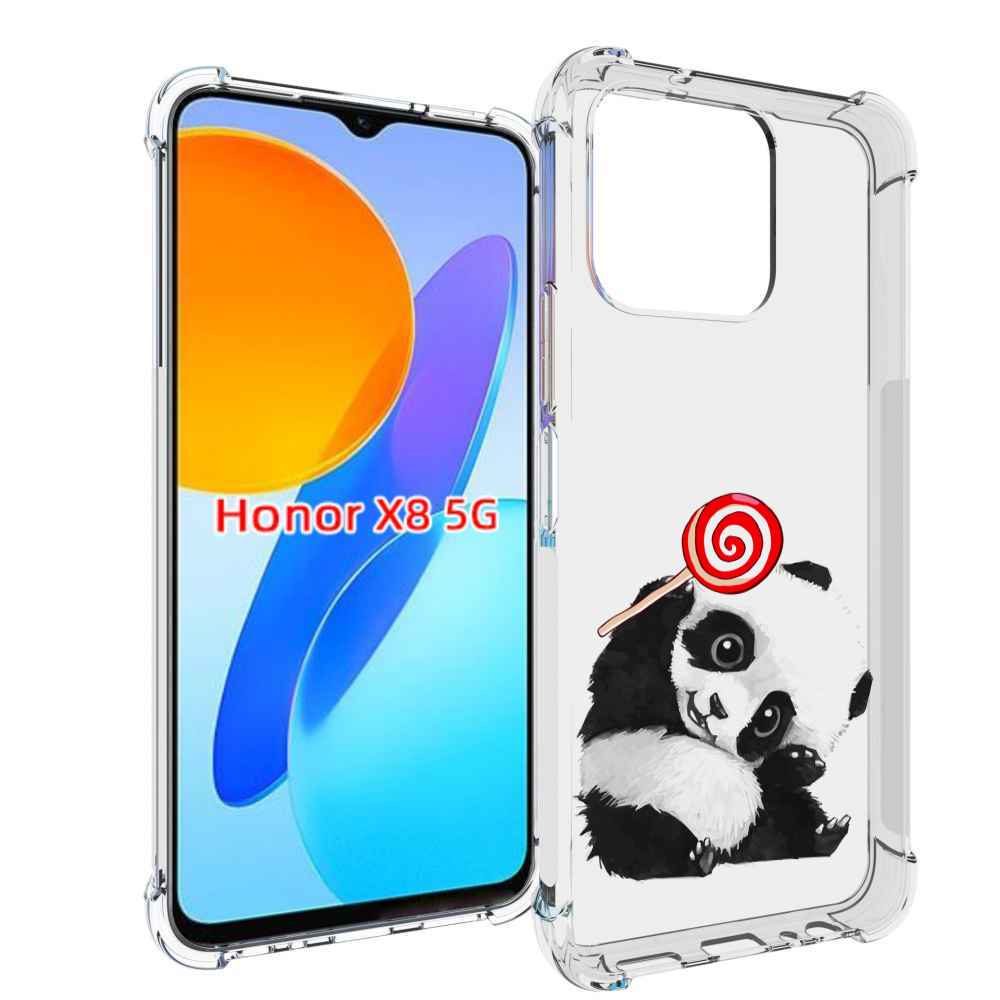 

Чехол MyPads панда с леденцом для Honor X8 5G, Прозрачный, Tocco