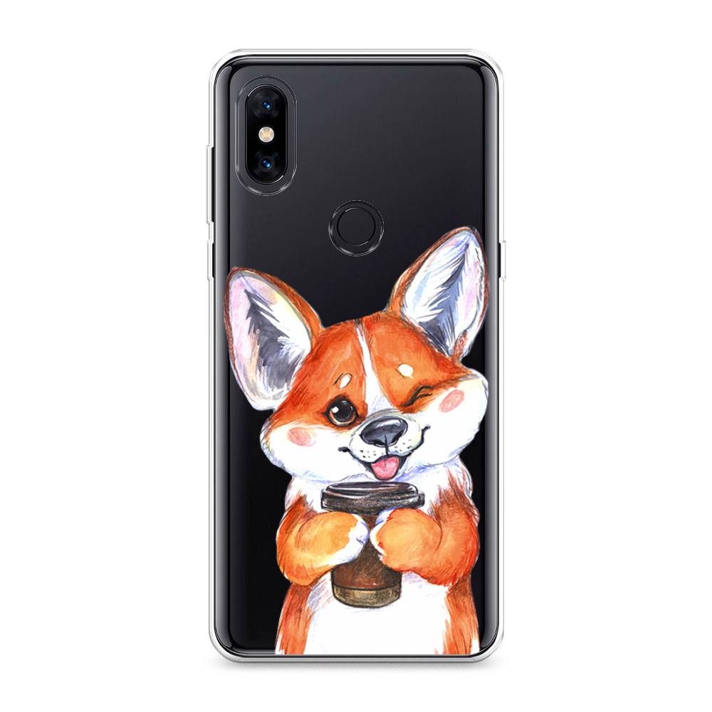

Чехол на Xiaomi Mi Mix 3 "Корги с кофе", Оранжевый;белый, 34950-4